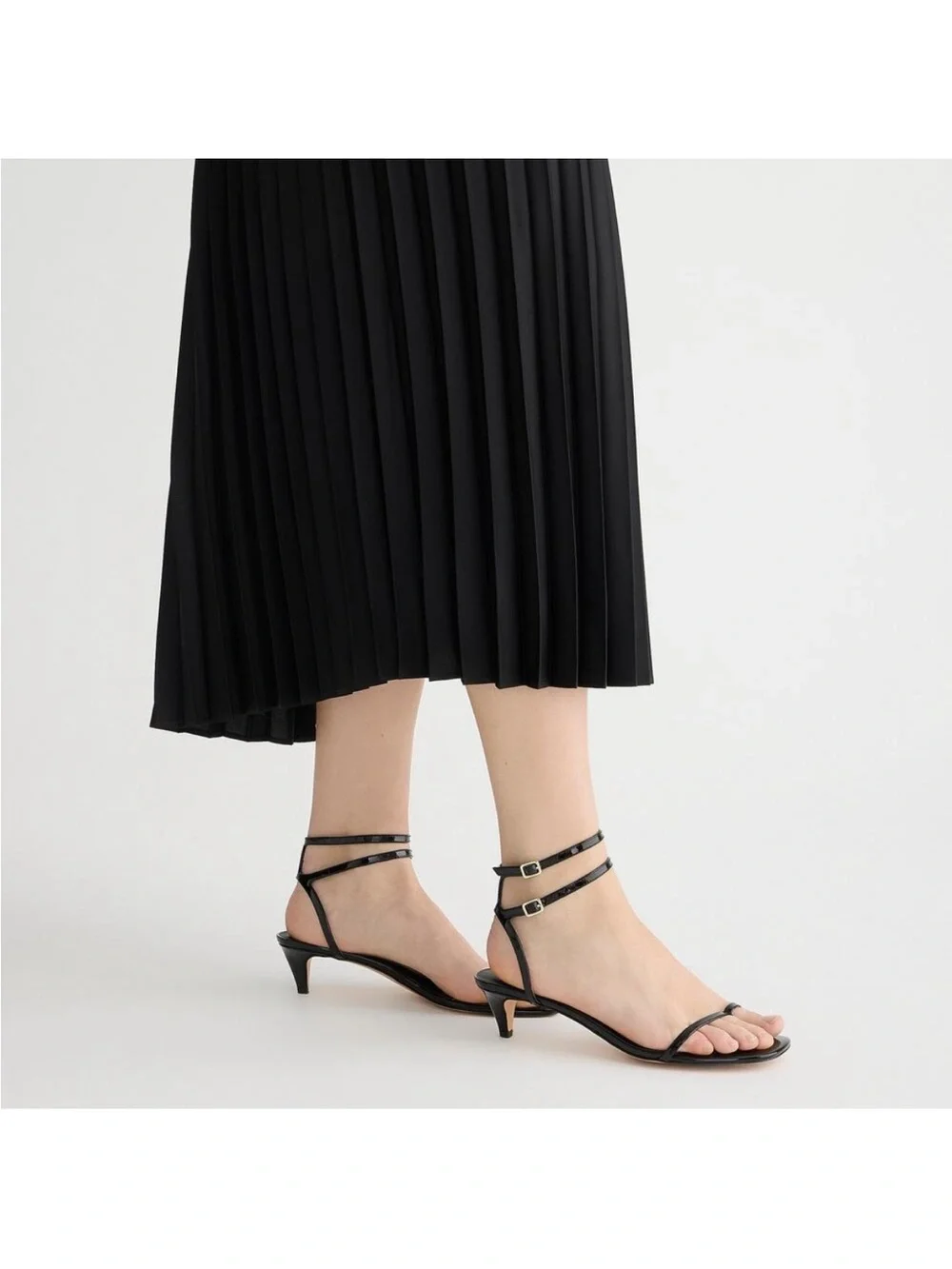 J Crew Gwyneth Black Pleated Midi Skirt